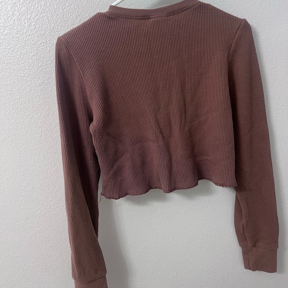 SKIMS Waffle Henley Cropped Top Garnet Women’s Large - Picture 8 of 10